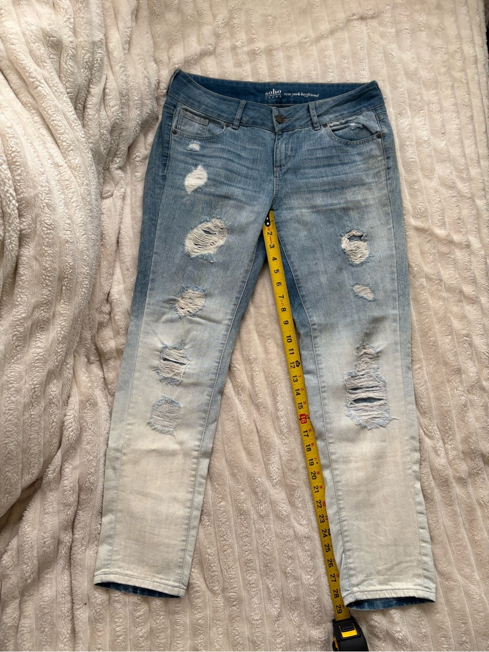 Soho Women's Skinny Ripped Ombre Light Blue Jeans